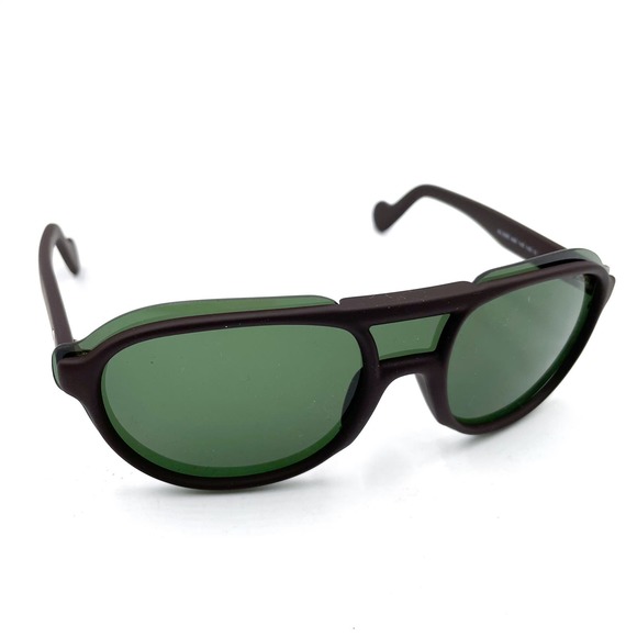 NEW Moncler Sunglasses Shiny Dark Brown Green Lens Square Frame ML0055 048N - Picture 1 of 11